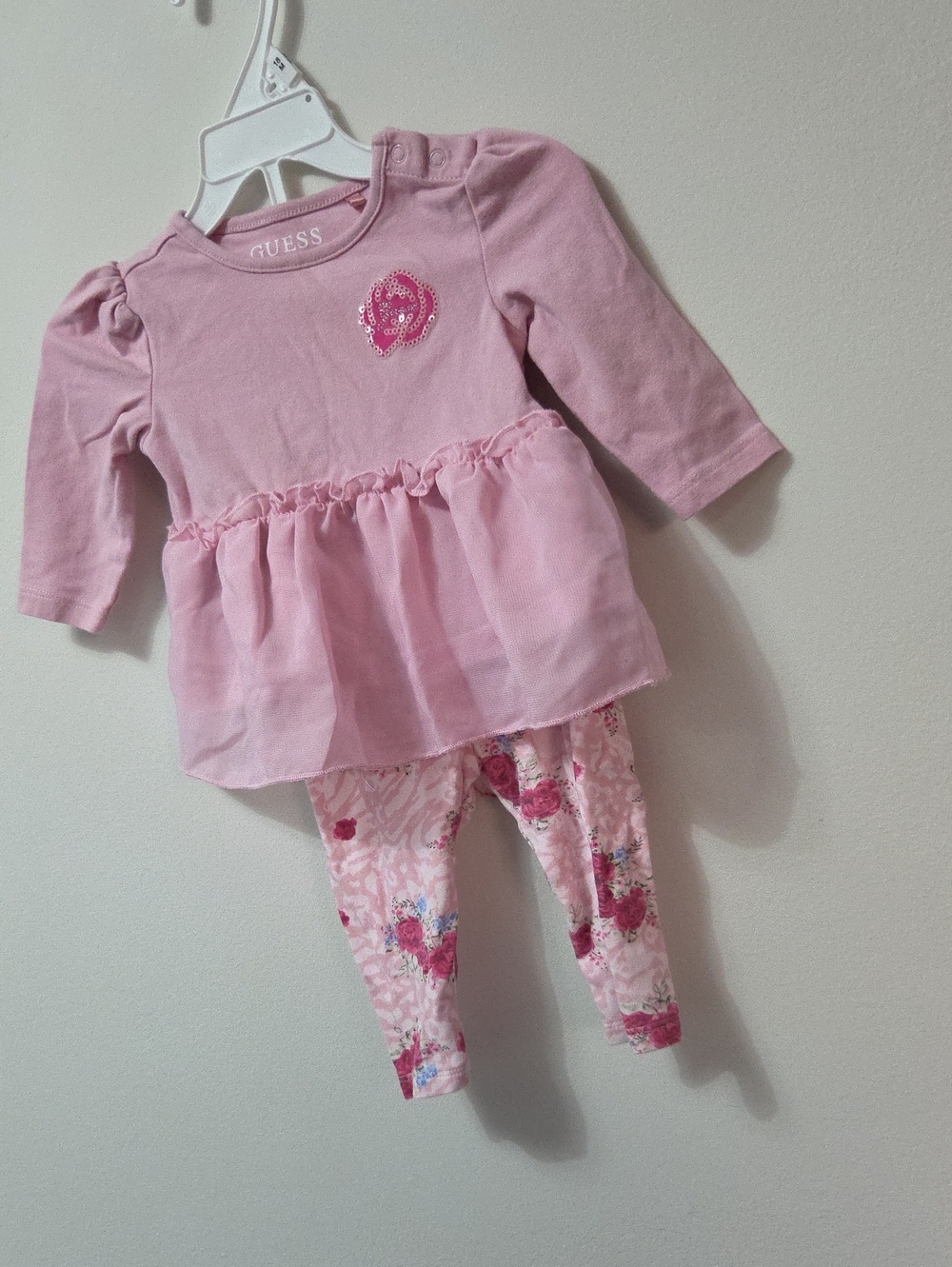 Guess Pink Baby Floral Tunic and Leggings Set